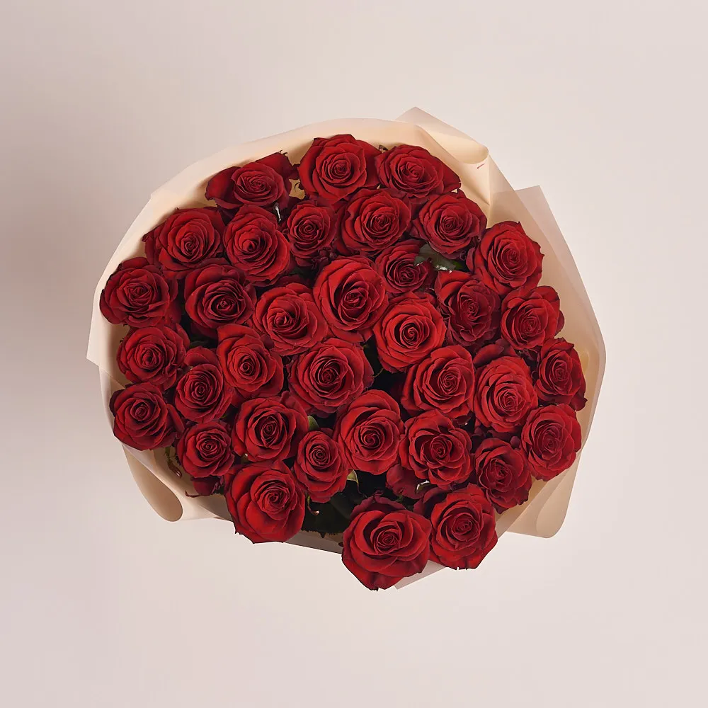 Букет из 35 темно-красных роз (60 см)
