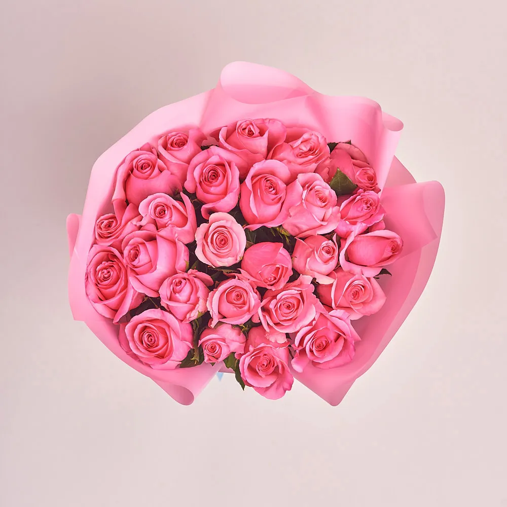 25 розовых роз (60 см)
