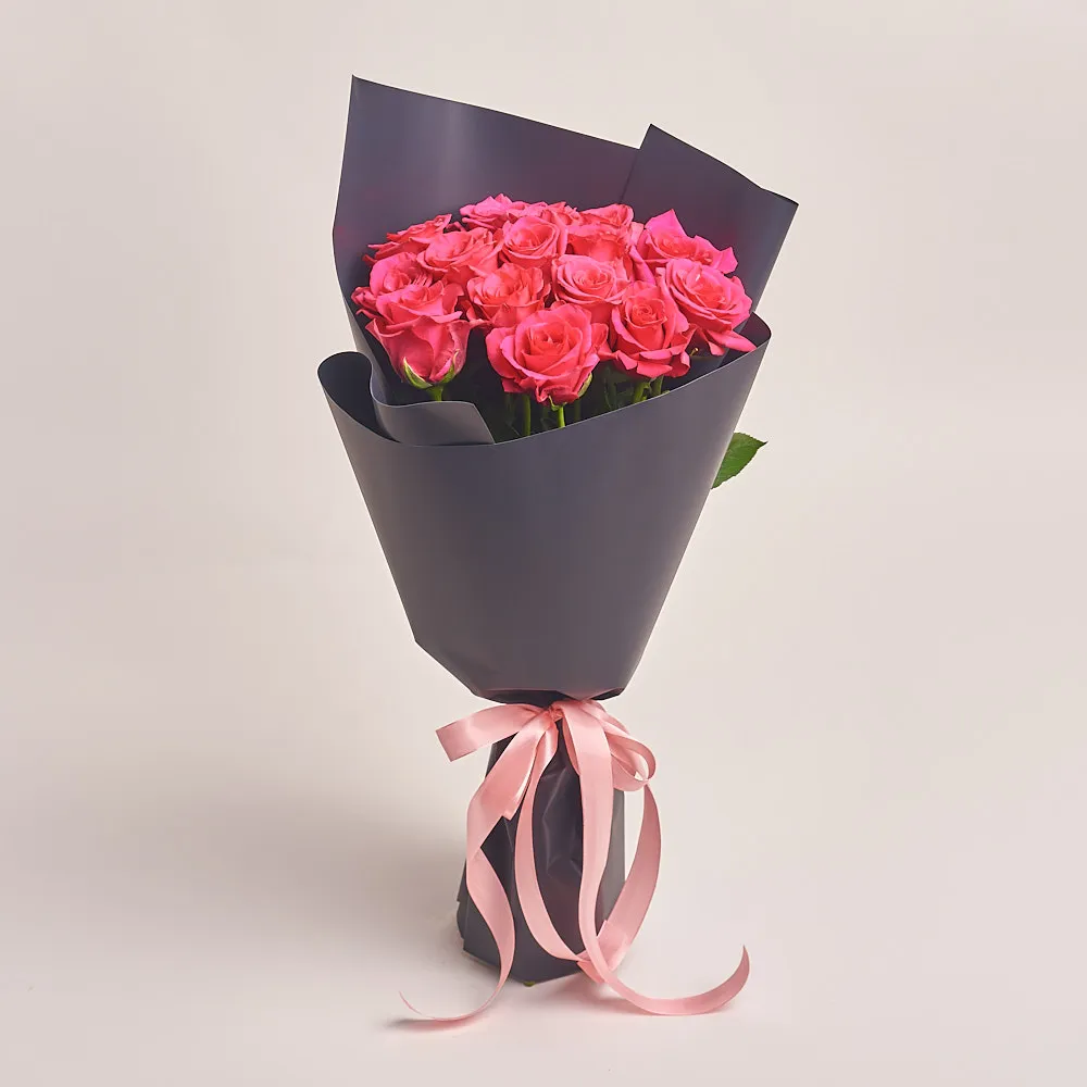 15 розовых роз (50 см)