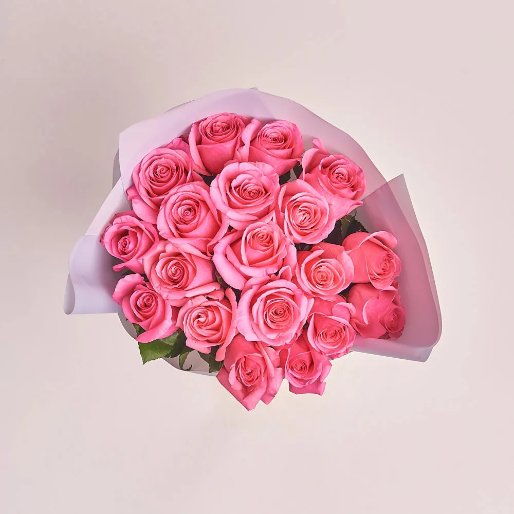 19 розовых роз (60 см)