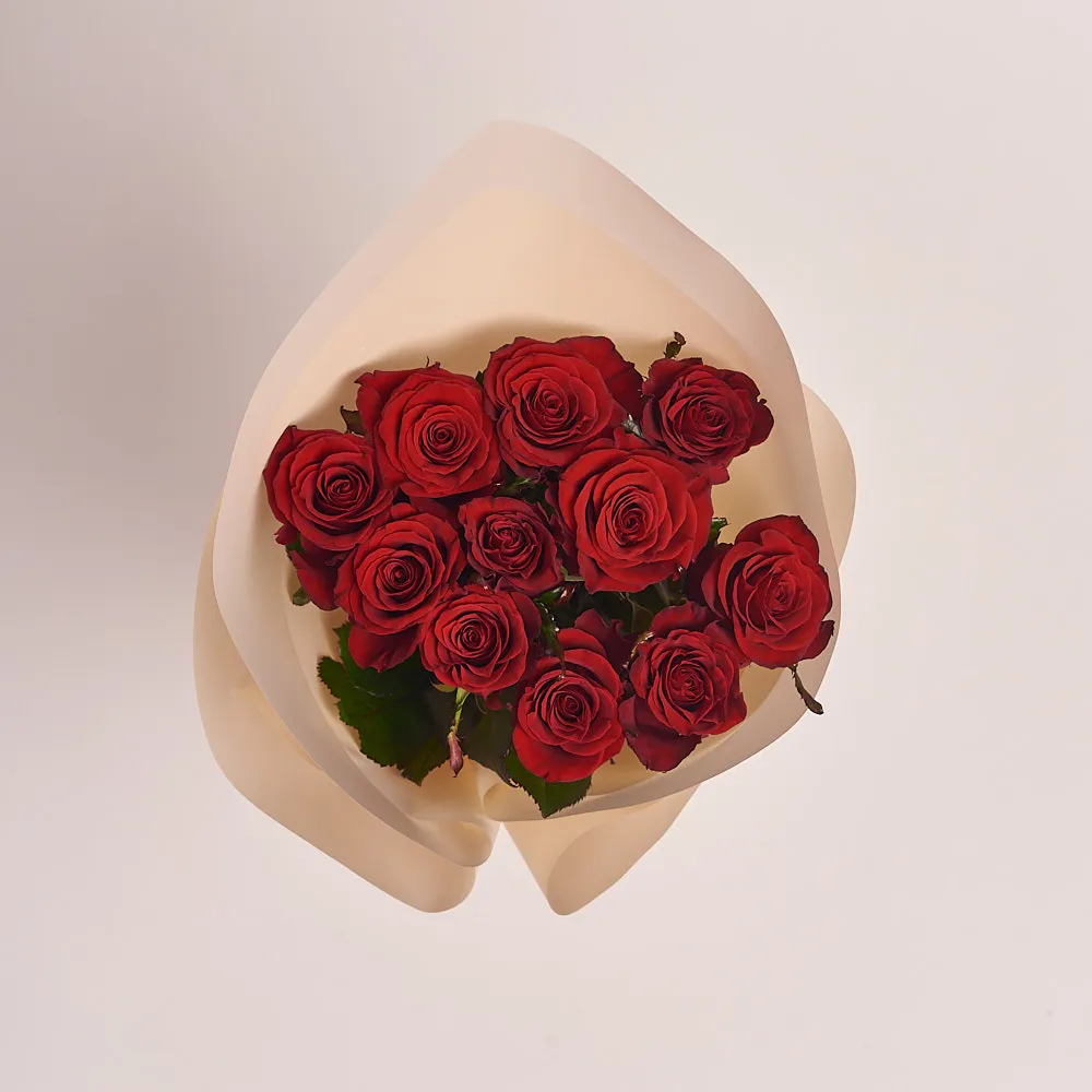 Букет из 11 темно-красных роз (60 см)
