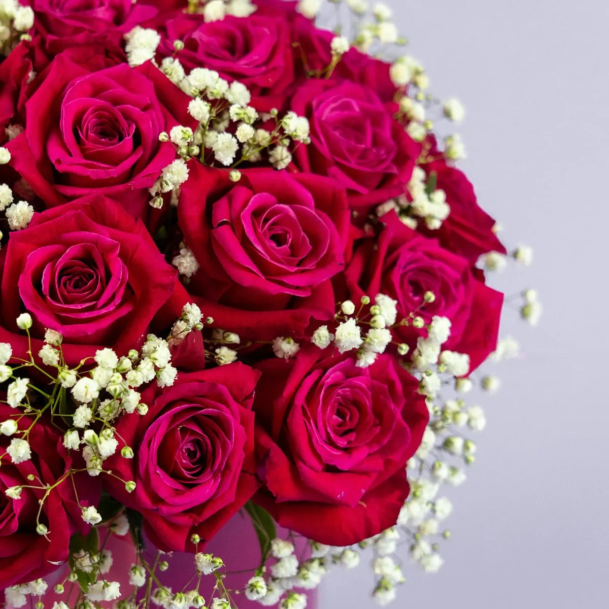 33 ярко-розовые розы в коробке