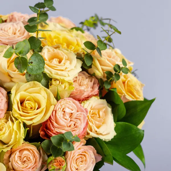 21 роза микс в коробке