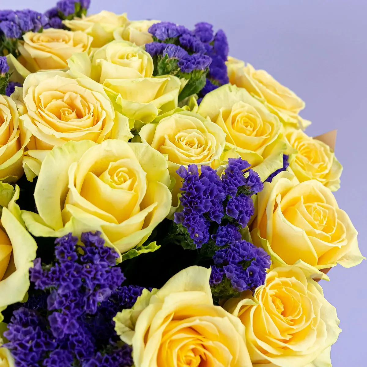 Букет из 31 розы и статицы