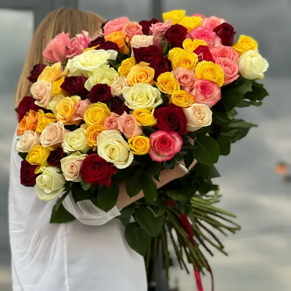 101 роза микс (70 см)