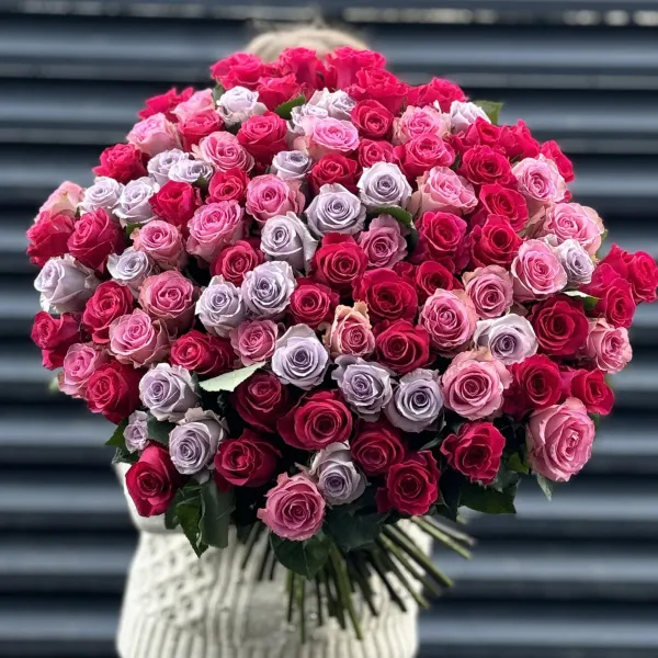 Букет 101 микс роз эквадор (70см)
