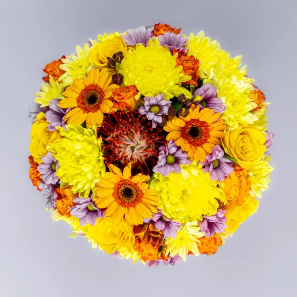 Розы микс и хризантемы микс в коробке