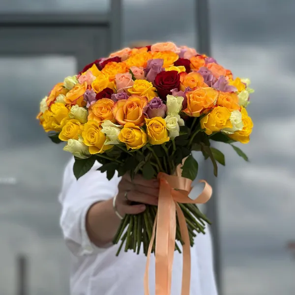 101 роза микс (35 см)