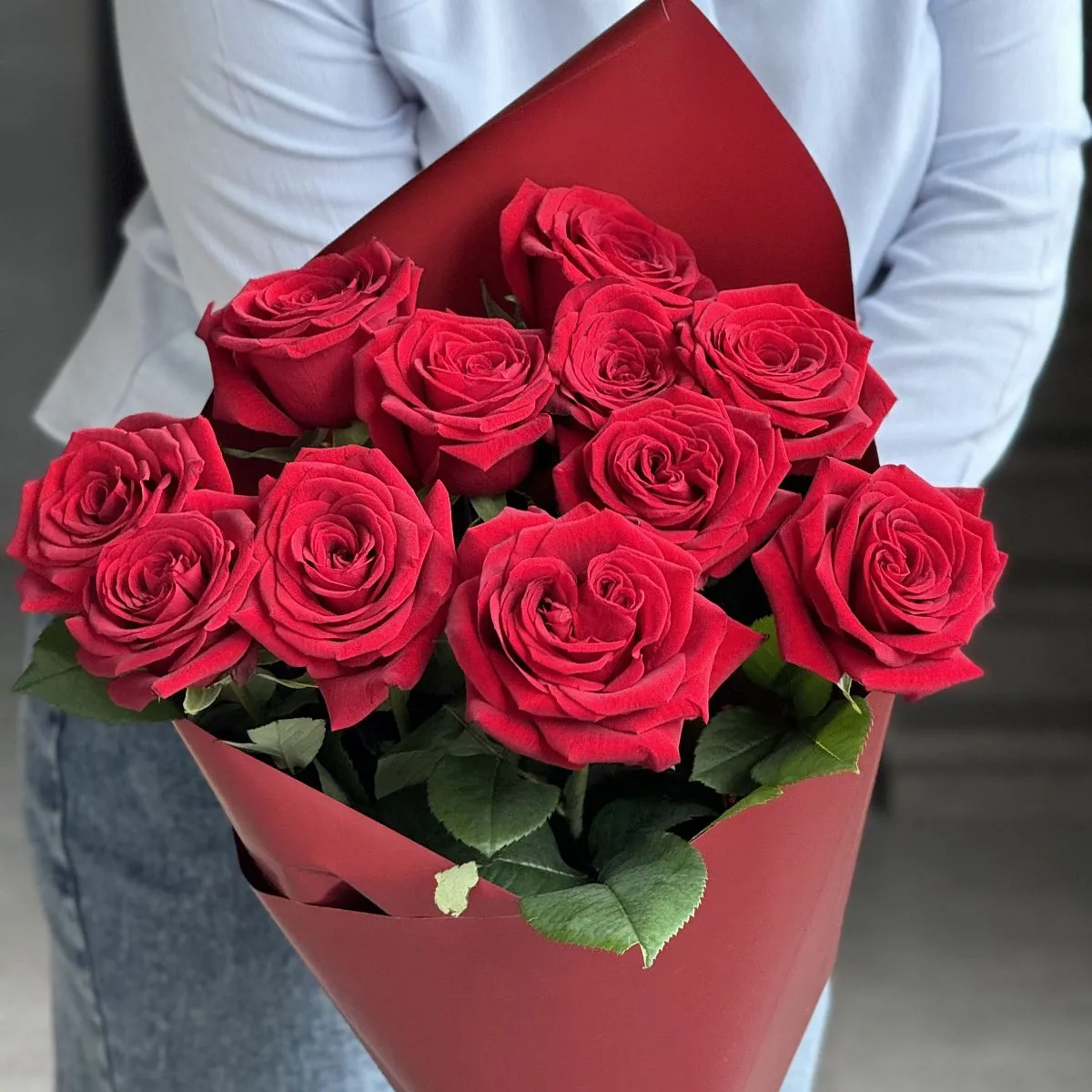 Букет из 11 красных роз (70 см)
