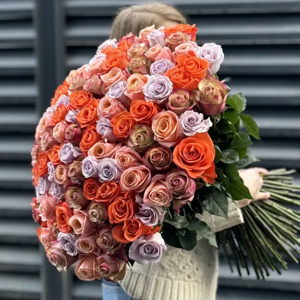 Букет 201 терракотовый микс роз эквадор (70см)