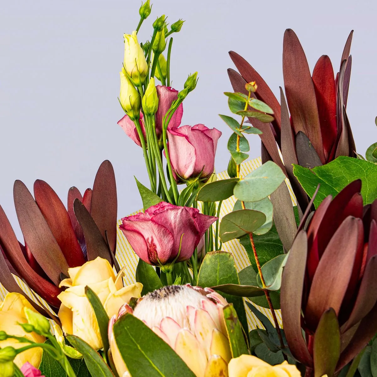 Букет из 7 роз и протеи