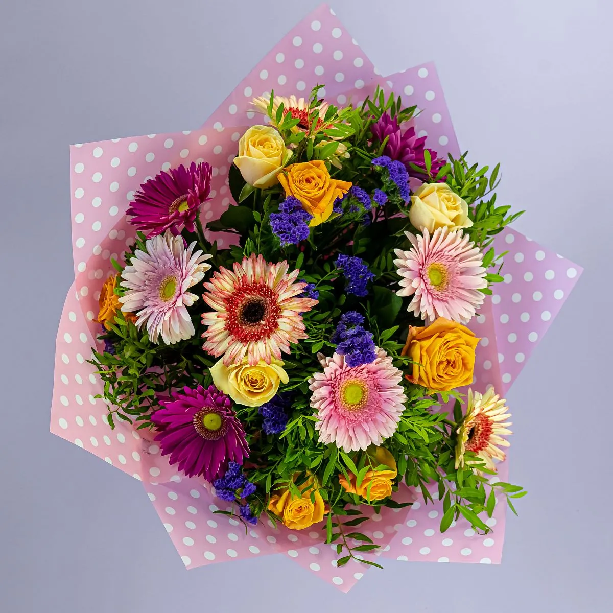 Букет из гербер микс и роз микс