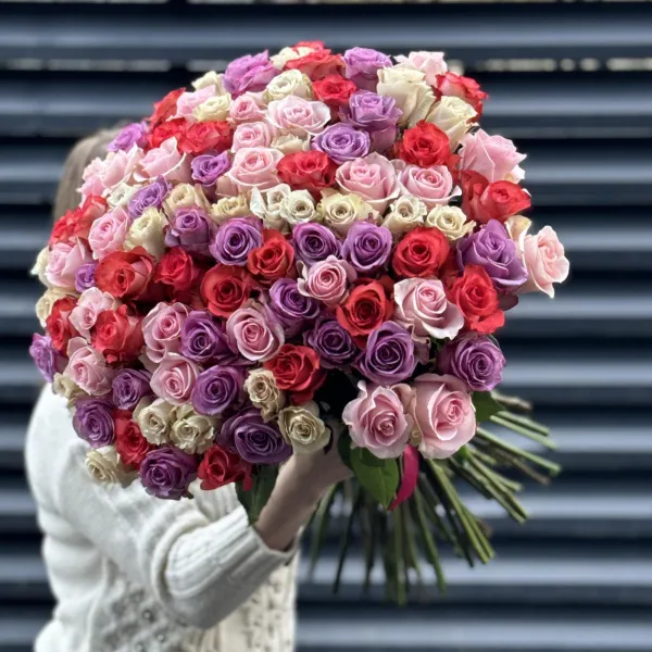 Букет 101 нежный микс роз эквадор (70см)