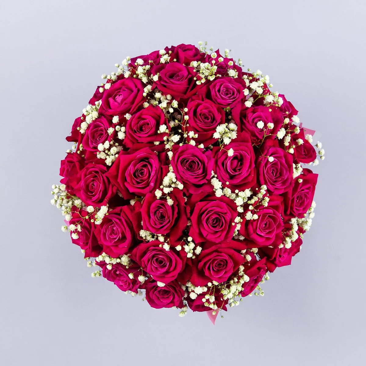 33 ярко-розовые розы в коробке