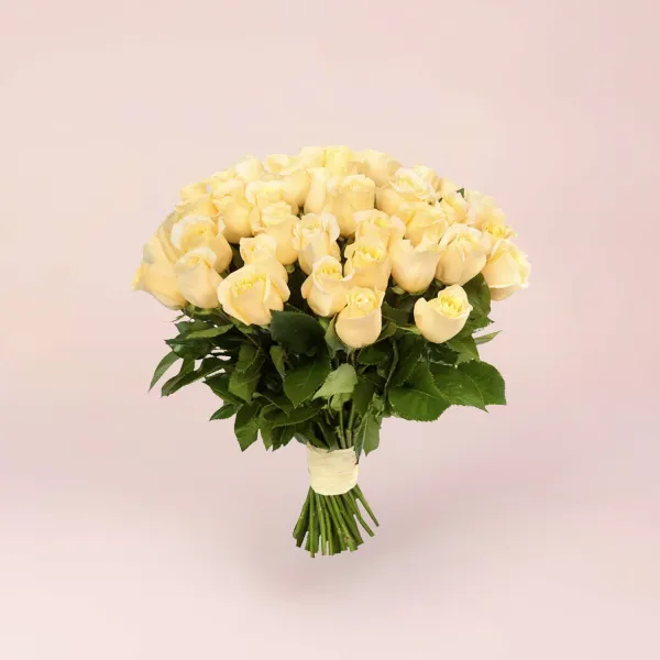 65 кремовых роз (35 см)