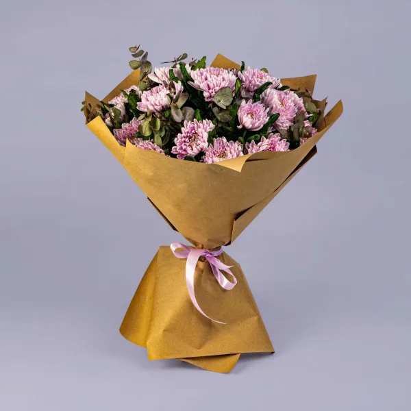 21 розовая хризантема