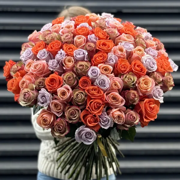 Букет 201 терракотовый микс роз эквадор (70см)