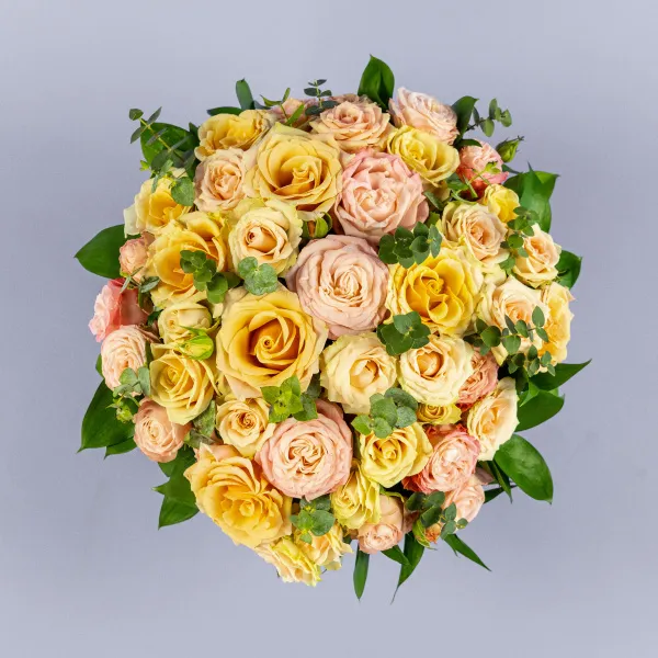 21 роза микс в коробке