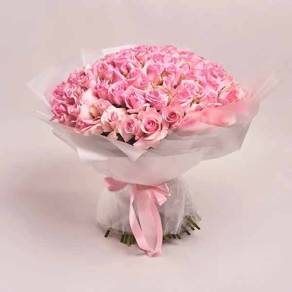 101 розовая роза (60 см)