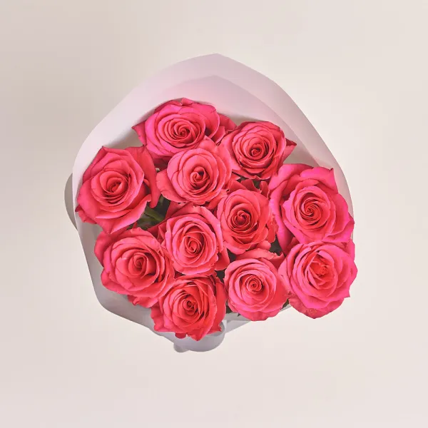 11 розовых роз (60 см)