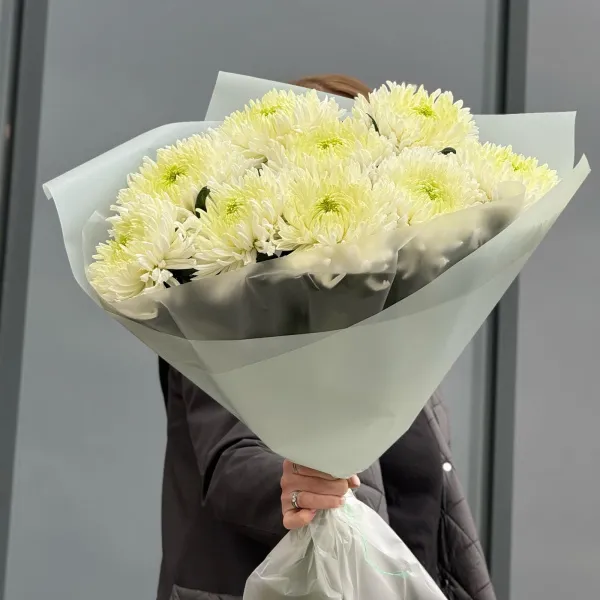 Букет из 9 белых хризантем