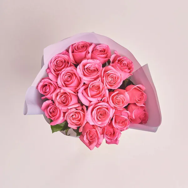 19 розовых роз (60 см)