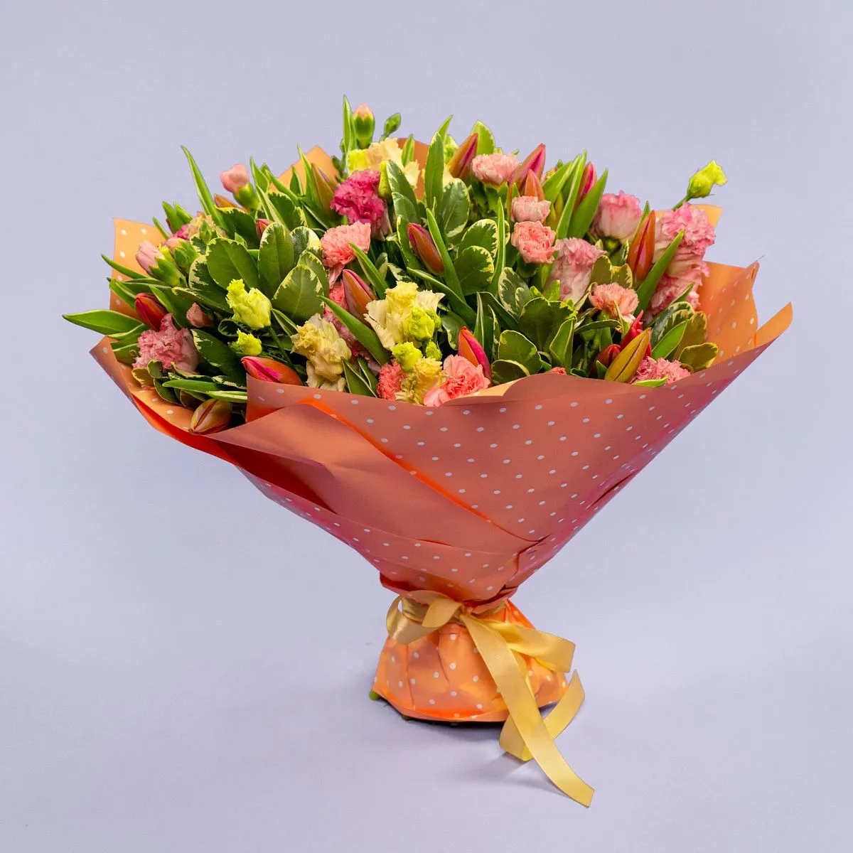 Букет из 25 тюльпанов и гвоздик