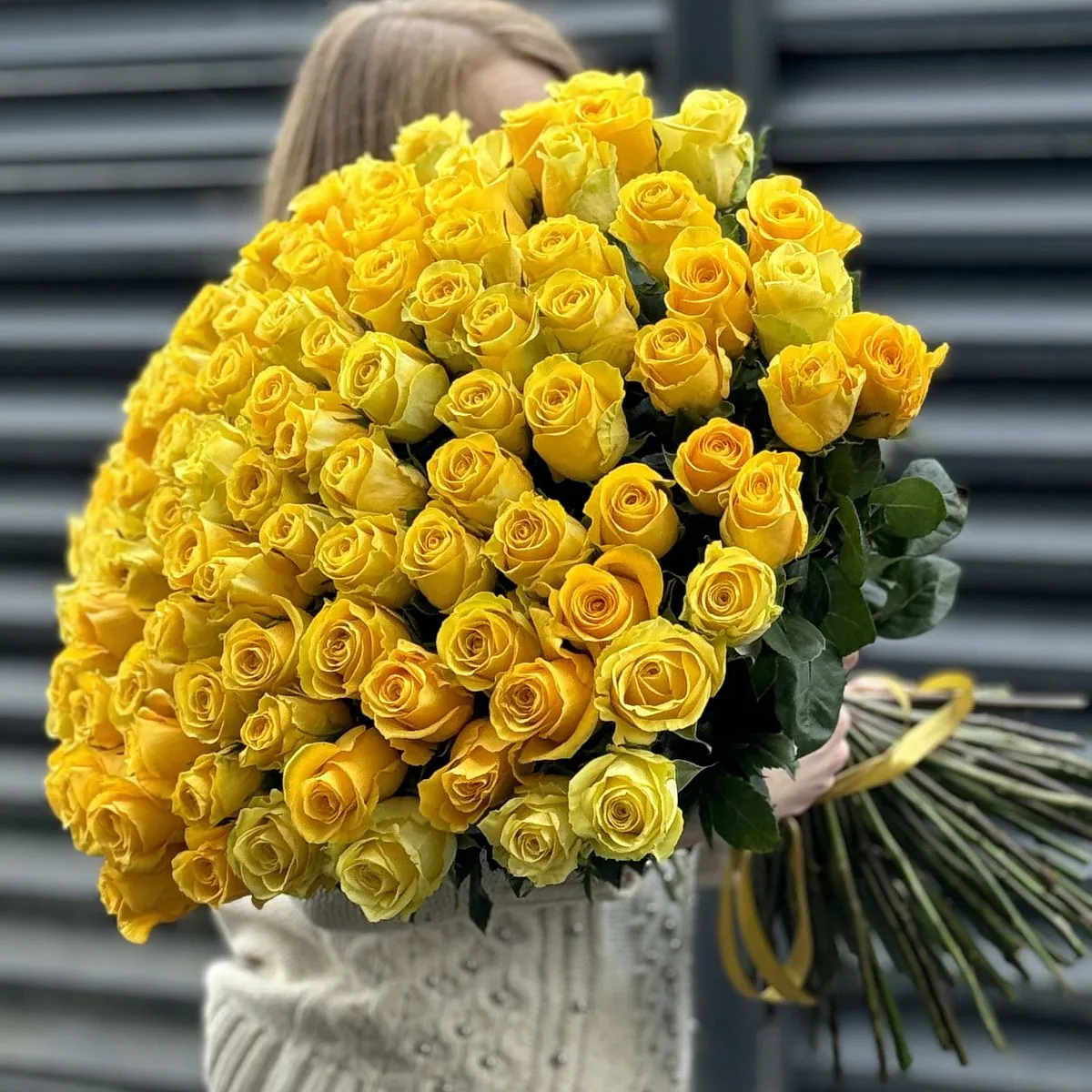 Букет 201 желтая роза эквадор (70см)